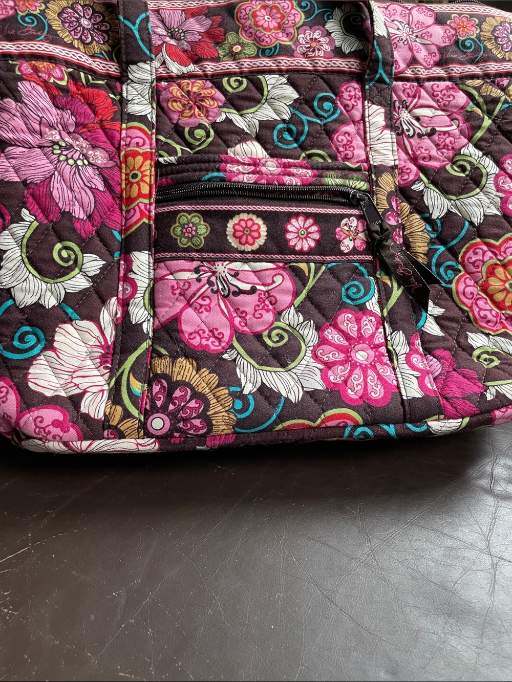 Vera Bradley Floral Quilted Purse - Pink & Brown